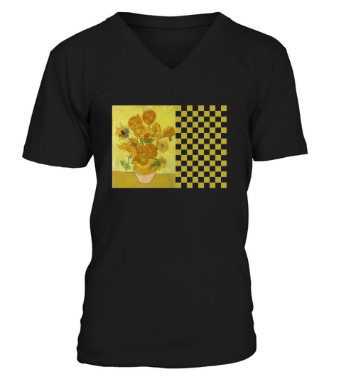 Van Gogh Sunflowers Shirt , 1889 Artwork T Shirt V-Neck T-shirt