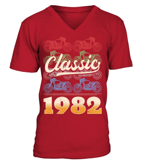 Vintage 1982 Original Parts Motorcycle Rider V-Neck T-shirt