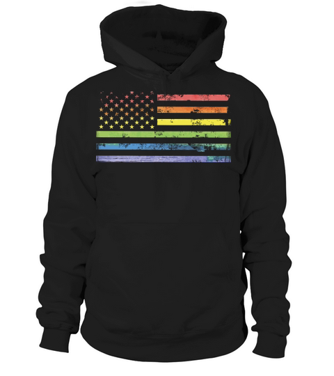 LGBT Community American Flag Rainbow Colors Gay Hoodie Unisex
