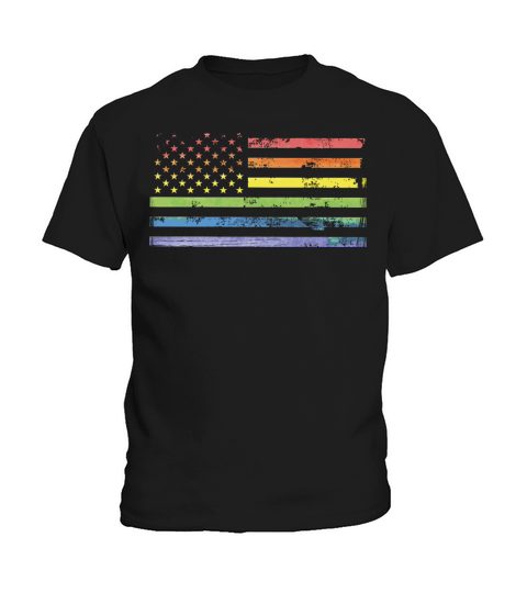 LGBT Community American Flag Rainbow Colors Gay Kids T-Shirt
