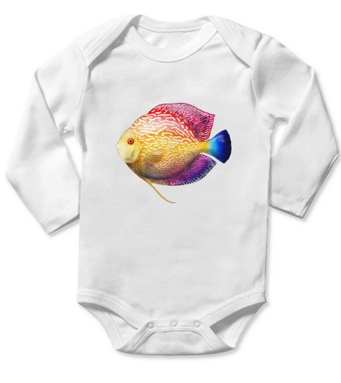 Discus Fish - Mens T-Shirt Long Sleeve Baby One-Piece