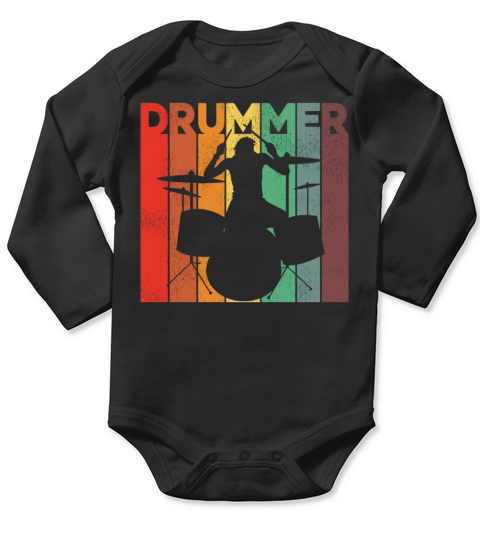 Drummer Drum Set Retro Vintage Long Sleeve Baby One-Piece