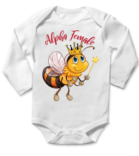 Female Alpha Animal Bee Queen Feminism StrongWoman Long Sleeve Baby One-Piece