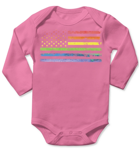 LGBT Community American Flag Rainbow Colors Gay Long Sleeve Baby One-Piece