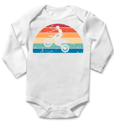 Retro Motocross Sunset Vintage Motorcycle Sunrise Long Sleeve Baby One-Piece