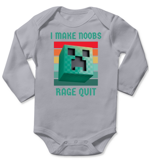 Retro vintage I make noobs rage quit Long Sleeve Baby One-Piece