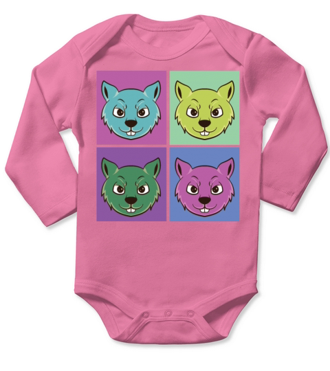 Squirrel Acorn Retro Vintage Long Sleeve Baby One-Piece