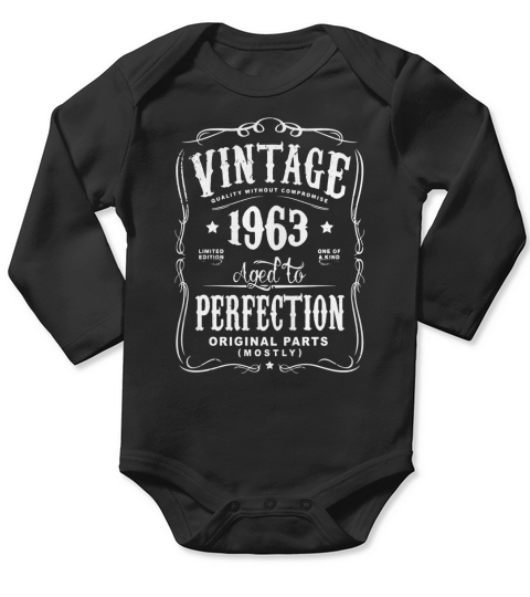 Vintage Made In 1963 Birthday Gift T-Shirt (ML) Long Sleeve Baby One-Piece