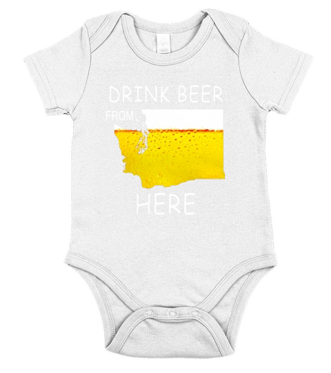 Drink Beer from Washington State Flag Vintage Funny Tshirt Short Sleeve Baby One-Piece