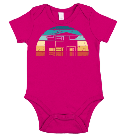 Retro Architecture Sunset Vintage architect Short Sleeve Baby One-Piece