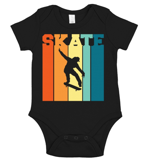 Skate Skateboard Retro Horizontal Sunset Short Sleeve Baby One-Piece