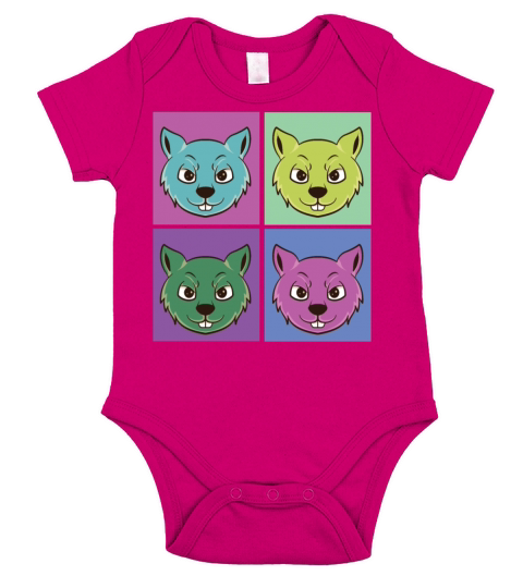 Squirrel Acorn Retro Vintage Short Sleeve Baby One-Piece