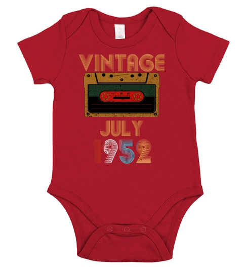 Vintage Cassette Tape July 1952 Birthday 68th Short Sleeve Baby One-Piece