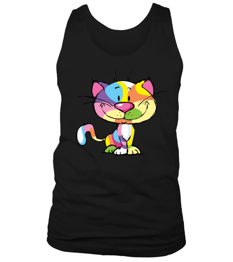 Cute Kitty Cartoon Colorful Pop Art Design Tank Top Unisex