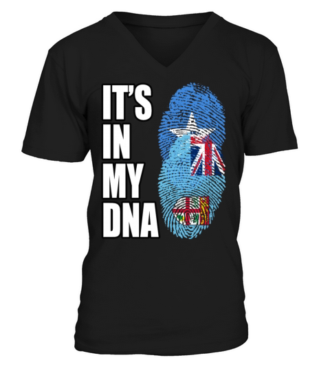 Somali And Fijian Vintage Heritage DNA Flag V-Neck T-shirt