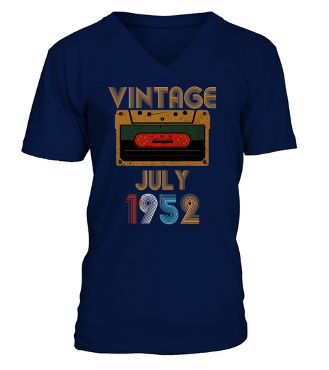 Vintage Cassette Tape July 1952 Birthday 68th V-Neck T-shirt
