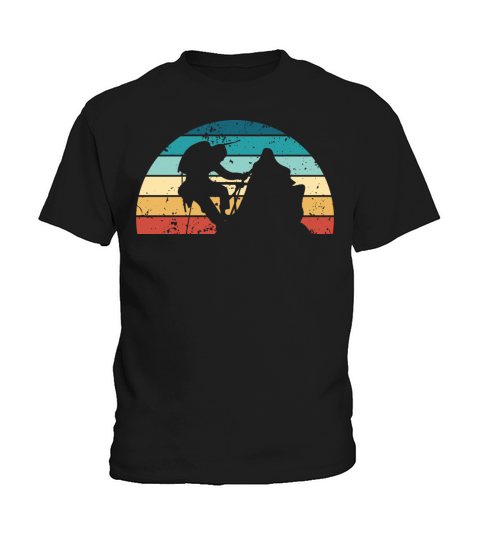 Retro Climbing Sunset Vintage Bouldering Sunrise Kids T-Shirt