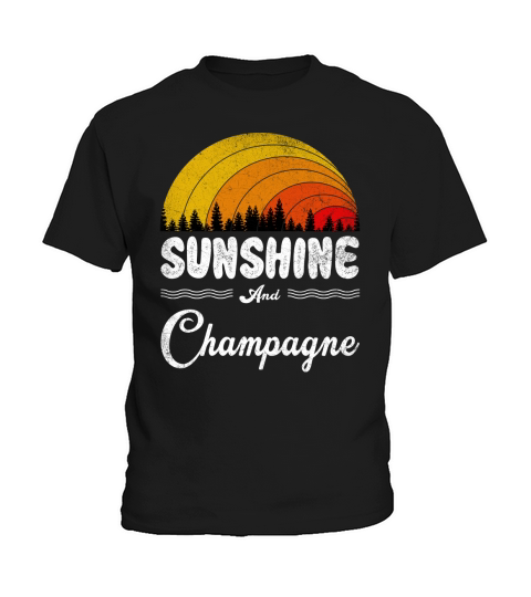Sunshine And Champagne Vintage Summer Gift 2020 Kids T-Shirt