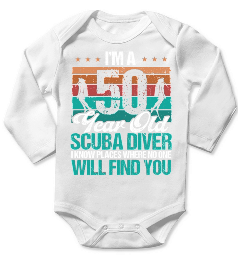 50 Year Old Scuba Diver know Places 50th Birthday Long Sleeve Baby One-Piece