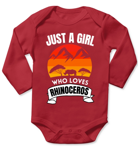 Africa Safari Animal Girl Gift Retro Rhinoceros Long Sleeve Baby One-Piece