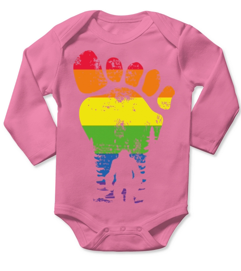 Bigfoot Sasquatch Lover Carrying LGBTQ Flag Pride Long Sleeve Baby One-Piece