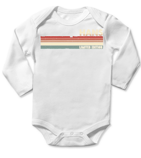Hans Funny Retro Vintage Name surname 80s 90s Long Sleeve Baby One-Piece