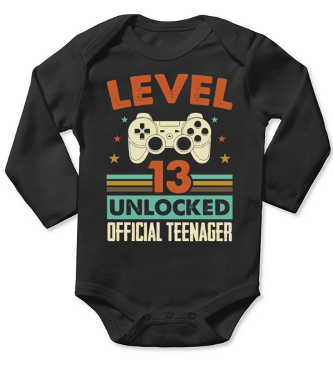 Level 13 Unlocked Official Teenager 13th Birthday Long Sleeve Baby One-Piece