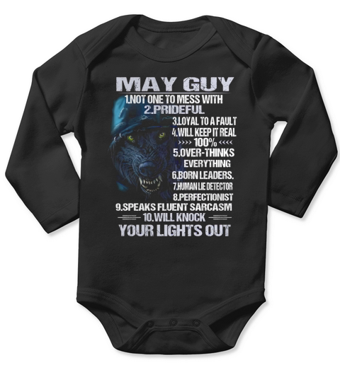 May Guy Your Lights Out Long Sleeve Baby One-Piece