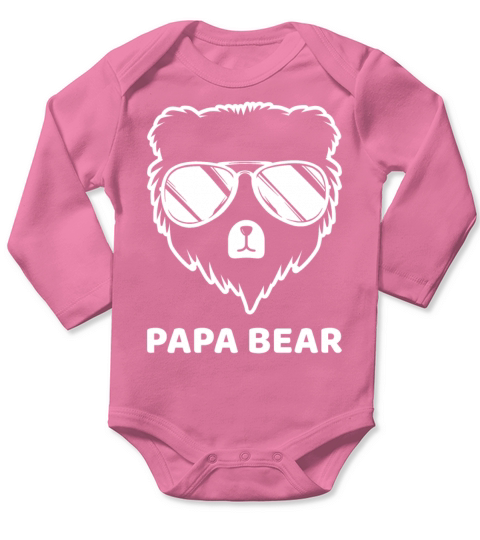 Mens Papa Bear Sunglasses Father’s Day Long Sleeve Baby One-Piece