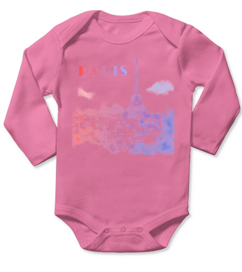 Paris Skyline City Travel Eifel Tower France Long Sleeve Baby One-Piece