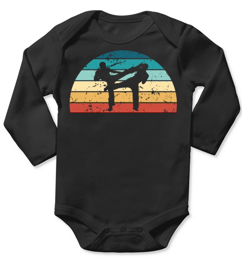 Retro Kickboxing Sunset Vintage sports Sunrise Long Sleeve Baby One-Piece