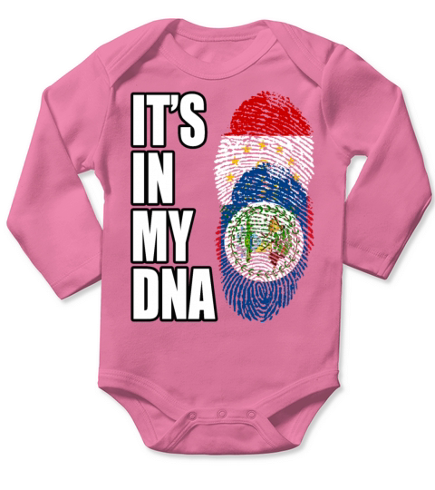 Tajikistani And Belizean Vintage Heritage DNA Flag Long Sleeve Baby One-Piece