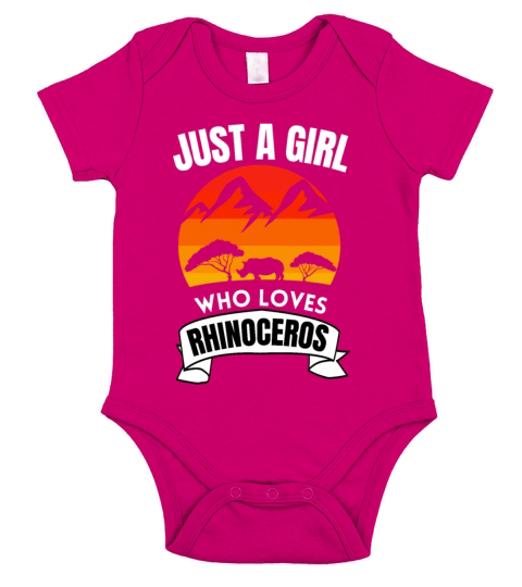 Africa Safari Animal Girl Gift Retro Rhinoceros Short Sleeve Baby One-Piece