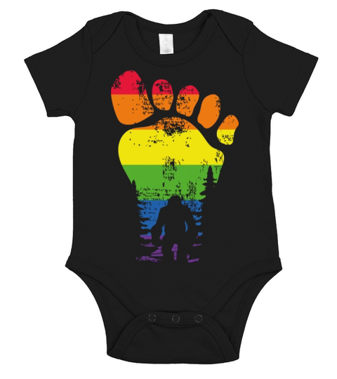 Bigfoot Sasquatch Lover Carrying LGBTQ Flag Pride Short Sleeve Baby One-Piece