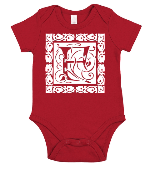F Capital Letter Initial Monogram Alphabet Name Short Sleeve Baby One-Piece