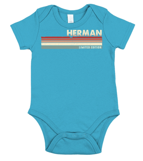 Herman Funny Retro Vintage Name surname 80s 90s Short Sleeve Baby One-Piece