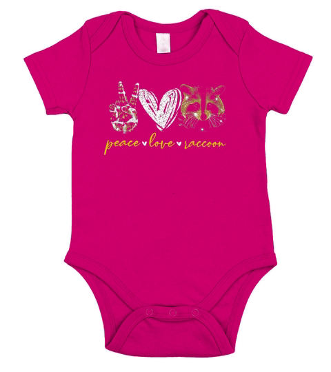 Peace Love Raccoon Shirtc Short Sleeve Baby One-Piece