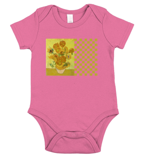 Van Gogh Sunflowers Shirt , 1889 Artwork T Shirt Short Sleeve Baby One-Piece