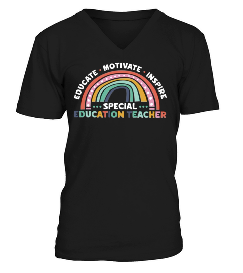 Educate Motivate Inspire Special Education V-Neck T-shirt
