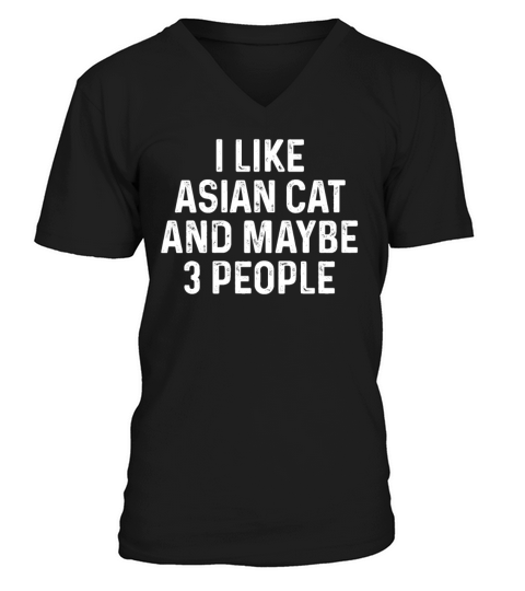 I Like Asian And Maybe 3 People Funny Cat Lover V-Neck T-shirt