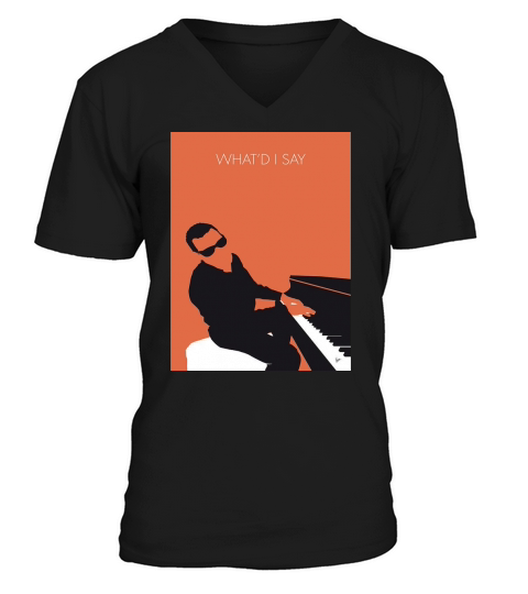 No003 MY Ray Charles Minimal Music poster funny shirts V-Neck T-shirt