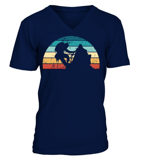 Retro Climbing Sunset Vintage Bouldering Sunrise V-Neck T-shirt