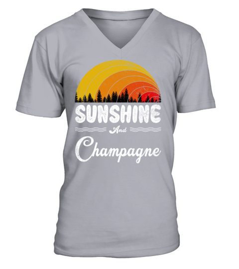 Sunshine And Champagne Vintage Summer Gift 2020 V-Neck T-shirt