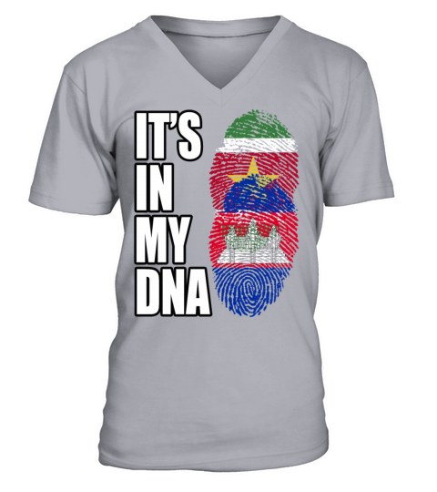 Surinamese And Cambodian Vintage Heritage DNA Flag V-Neck T-shirt
