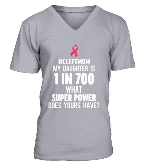 Womens Cleft Palate Lip Mom Daughter Cleft Strong V-Neck T-shirt