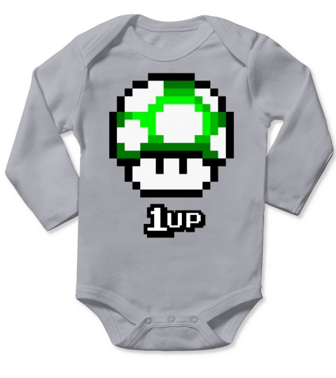 1up T-Shirt Long Sleeve Baby One-Piece