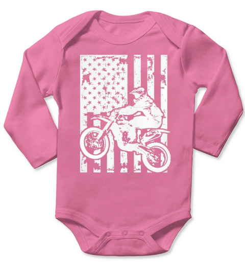 Dirt Bike Flag Shirt T-Shirt Long Sleeve Baby One-Piece