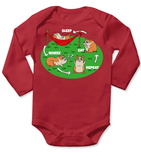 Eat Sleep Wheek Repeat Guineapig Circle Long Sleeve Baby One-Piece