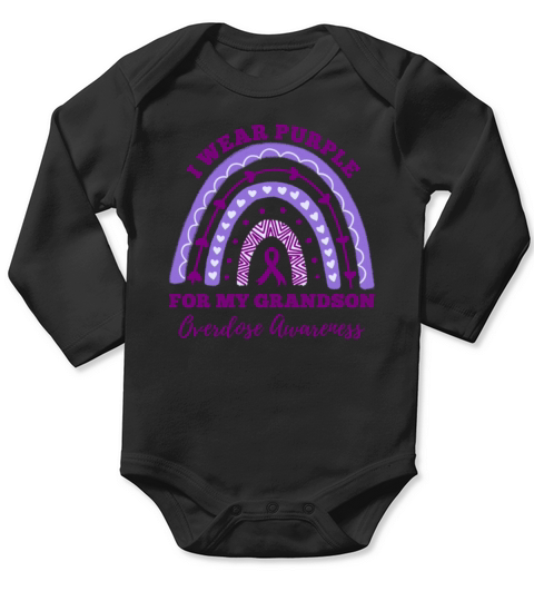 I Wear Purple For My Grandson Overdose Awareness Long Sleeve Baby One-Piece