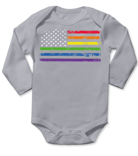 LGBT Community American Flag Rainbow Colors Gay Long Sleeve Baby One-Piece